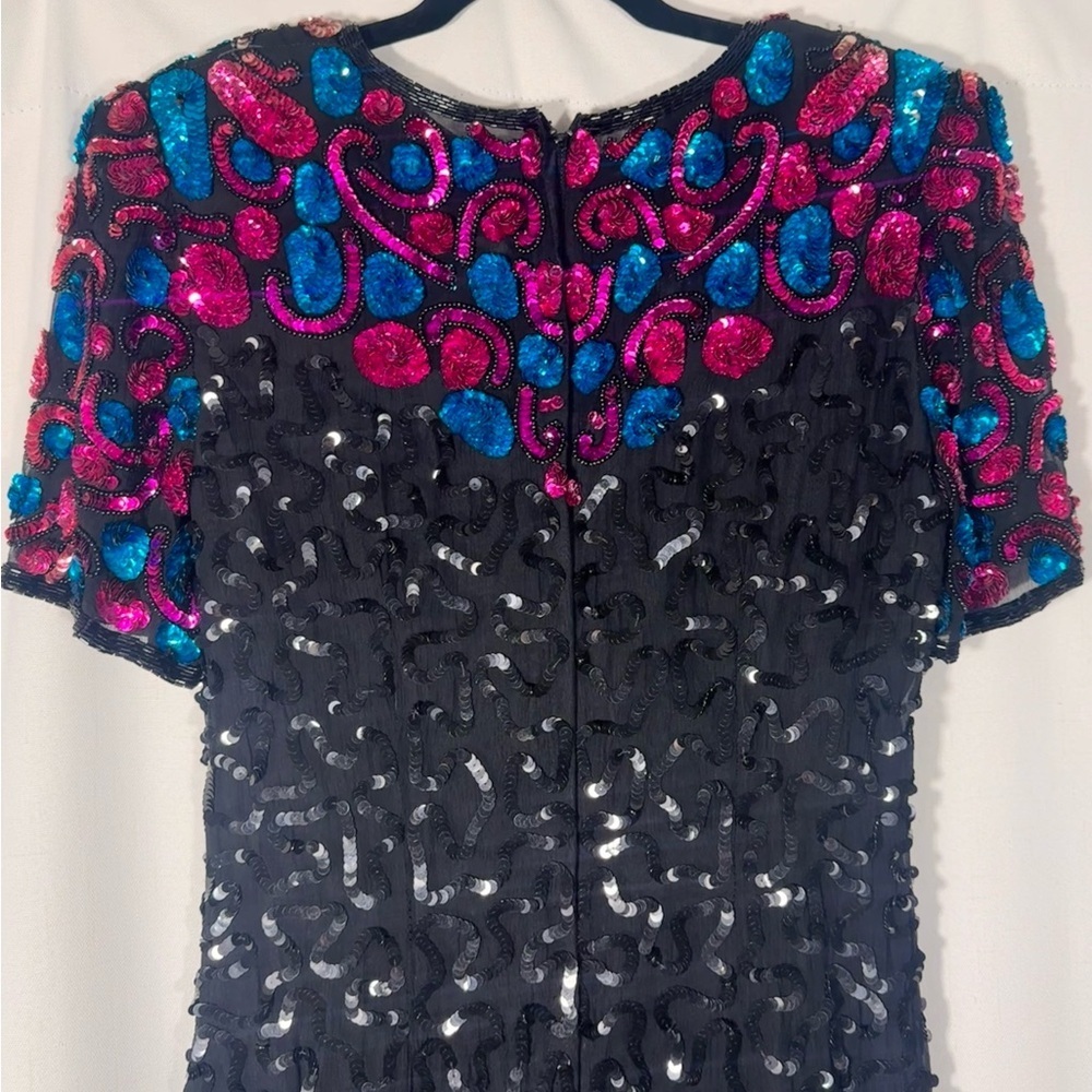 Vintage Sténay 100% Silk Beaded Sequin Cocktail Dress - Picture 5 of 8